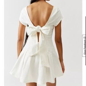 Urban Outfitters White Open-Back Mini Dress with Bow
